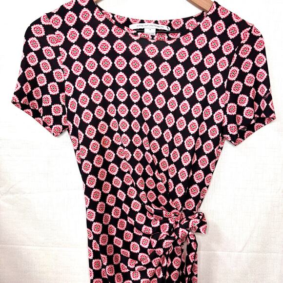 DVF 100% Silk Zoe Wrap Dress Womens 4 Jersey Knit Retro Work Business Casual - Picture 3 of 15